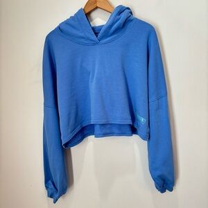 Savage Fenty Rihanna Xssential Terry Scope Logo Crop Hoodie Blue 2X Oversized G3